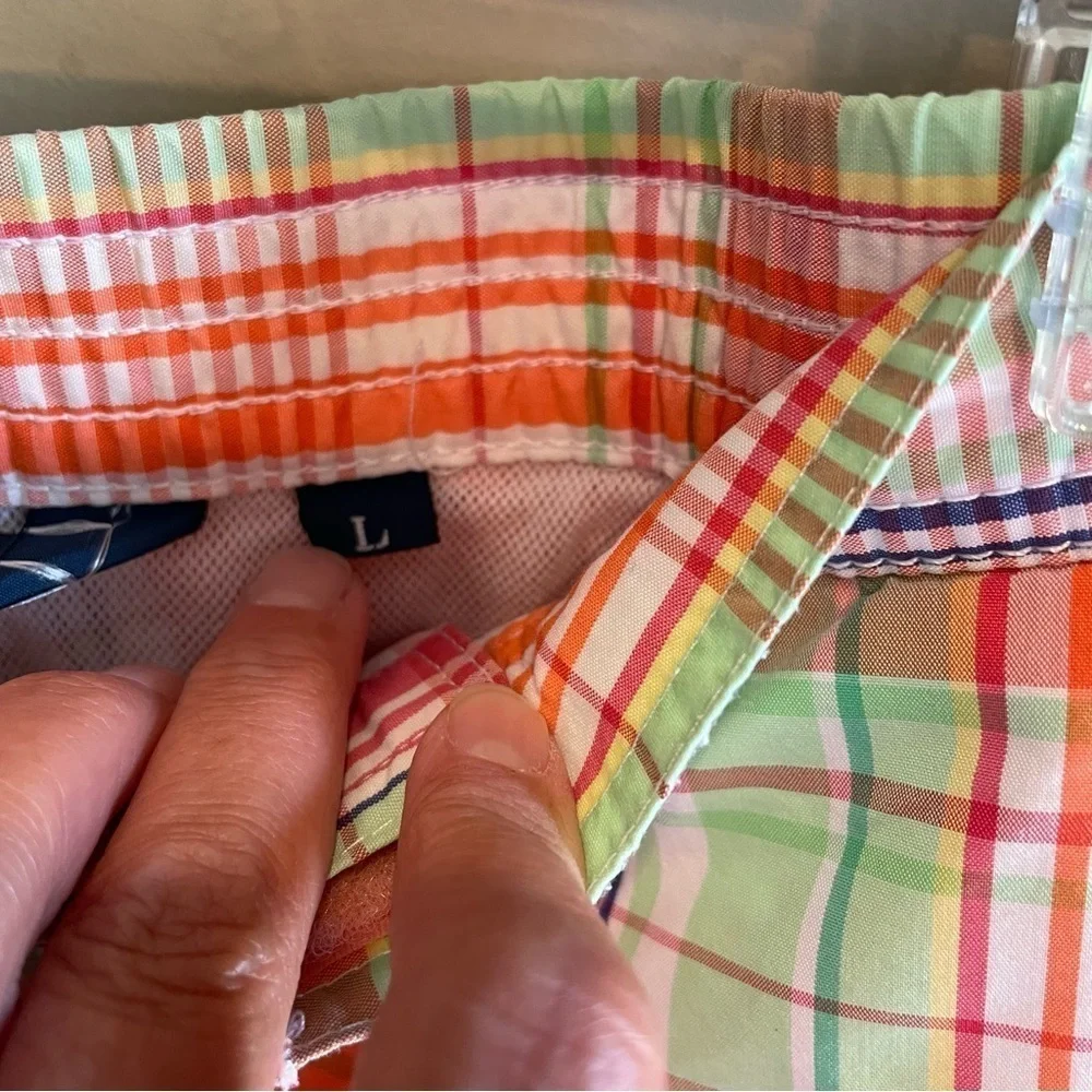 Vintage Polo Ralph Lauren Men's L Lined‎ Swim Shorts Pastel Plaid Preppy Resort